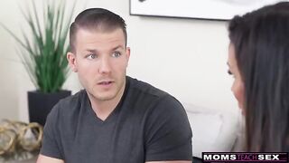 Shay Sights, a busty milf, seduces her stepson with her captivating charm