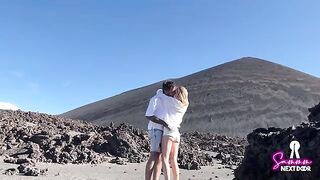 We climbed a volcano and he erupted in my mouth, an intense real couple encounter