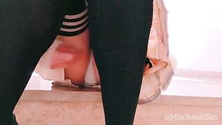 Nasty schoolgirl behavior: no panties, masturbating, and squirting at the college