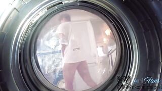 Stuck in the washing machine, she was creampied by her boyfriend