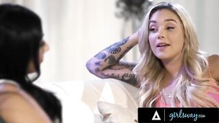 Violet Myers and Kali Roses do a soft 69 and passionate scissoring in this steamy scene