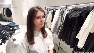 Girl cheats on her BF in the fitting room, risking it all