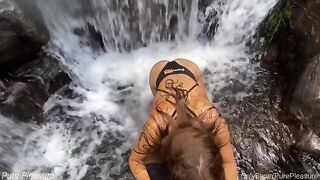 Amateur girl fucks near the waterfall to celebrate a milestone on PornHub