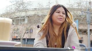Amateur and fat Latina Yiyi Candy shows her body in public before getting fucked hard