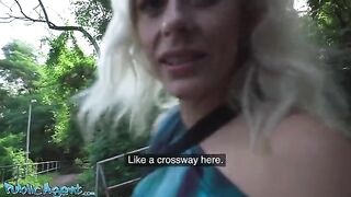 A blonde MILF with perky tits fucks outdoors in the park