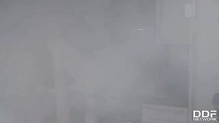 Tattooed slut Monika Fox fucked by four firefighters in hardcore orgy