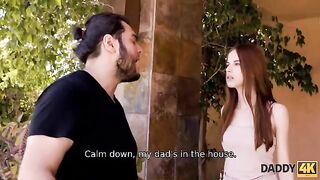 The girl is tired of her boyfriend’s dickish behaviour, so she turned to his dad
