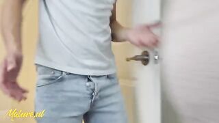 A stepson masturbates to his stepmom, who then engages in intimate acts with him