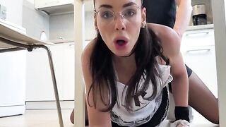 Check and mate for a horny cleaning lady with a wet pussy