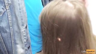 A petite girl risked public sex in a shop changing room and got caught
