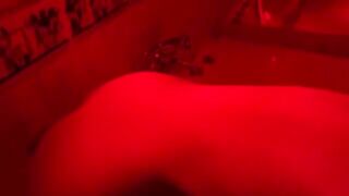 Blonde plays with sex toys in the bathroom