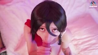 Mikasa Ackerman riding a big dick and receiving a huge cumshot