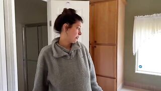 The couple tries to negotiate with the pregnant landlord for a better deal