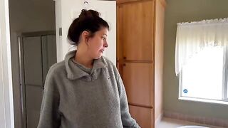 The couple tries to negotiate with the pregnant landlord for a better deal