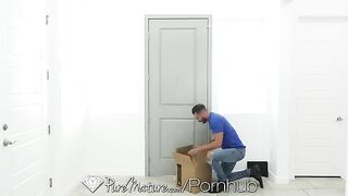 Hot MILF Brandi Love seduces the moving man with her big tits