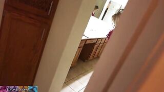 Stepmom prepares for bed while her stepson watches and indulges until caught
