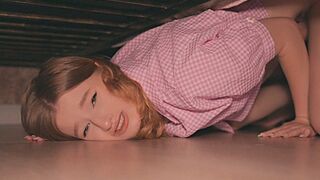 The stepsister is stuck, a classic scenario that never gets old
