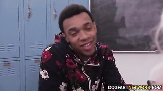 Two black men fucked cute blonde Heather Honey's pussy and ass in DP action