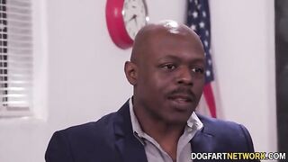 Two black men fucked cute blonde Heather Honey's pussy and ass in DP action
