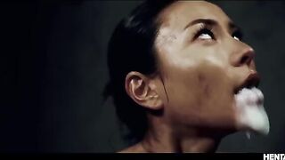 Asian busty babes get their holes filled with alien cum in a wild scene