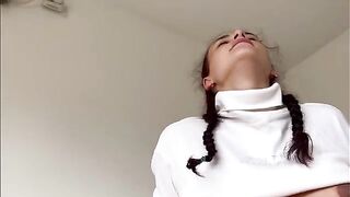 A hot pregnant stepsister gets fucked by her stepbrother, ending with a creampie