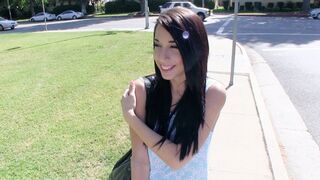 Petite teen Mia Hurley shows her boobs to earn money