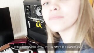A student girl practices anatomy with passion and intensity