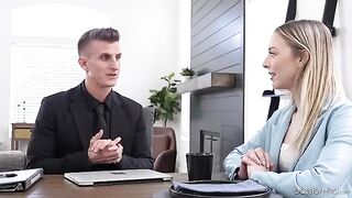 Skinny babe Lily Larimar gets fucked to get the job