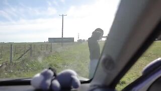 A couple on a road trip got caught and made a mess on the face
