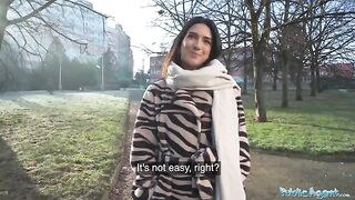 A beautiful student is being fucked by a stranger in the street