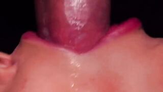 Condom milk and blowjob with intense close-up action and cum in mouth