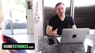 Pervert stepdad seduced his stepdaughter Chloe Rose to fuck before school