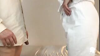 The nurse visits the patient with erectile dysfunction problems in this exclusive Italian anal sex video