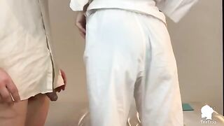 The nurse visits the patient with erectile dysfunction problems in this exclusive Italian anal sex video
