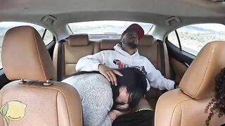 Frecklemonade gets her pussy railed in the back of an Uber