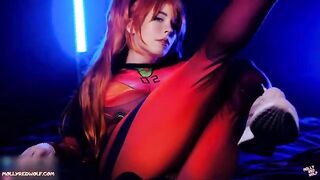 Asuka Langley’s tight pussy gets creampied after messy blowjob