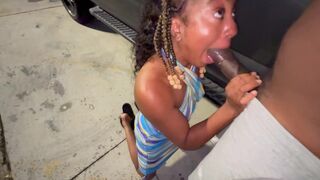 Truck stop action with married girl in parking lot