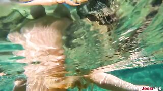 Underwater sex with a big ass on the beach