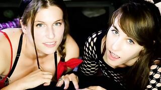 Two friends share the same cock and give equal cum to both