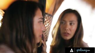 Beautiful girl Eva Lovia has hard romantic sex with her wife in a rented cabin
