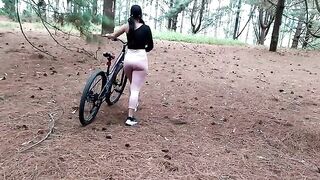 A beautiful girl took a bike ride and met a new friend with whom she got intimate