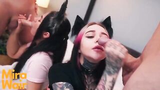 Two kitties get cum in ass, including Anna Batman’s wild ride