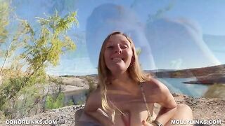 Girl with big ass fucks on an epic hike in nature, Molly Pills style