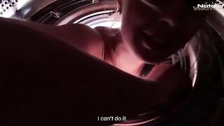My stepbro helped me out of the washing machine and I thanked him with sex