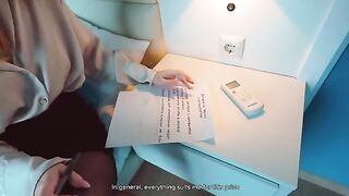 The stupid girl student did not read the lease and paid with her vagina