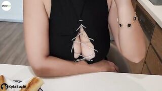 The girl is looking for excuses to get fucked as she's horny