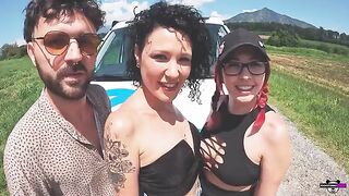 Two Italian couples fuck in their camper during a journey