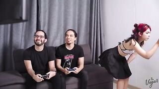 Cindy Luna gets her pussy railed by two cocks in a row