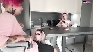 A couple has sex while the wife is changing clothes, caught in a compromising moment