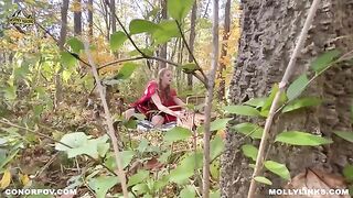 A red-haired girl fucks with the Big Bad Wolf right in the wood, a thrilling role-play scenario!